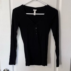 Long Sleeve, Black, Ribbed Tee